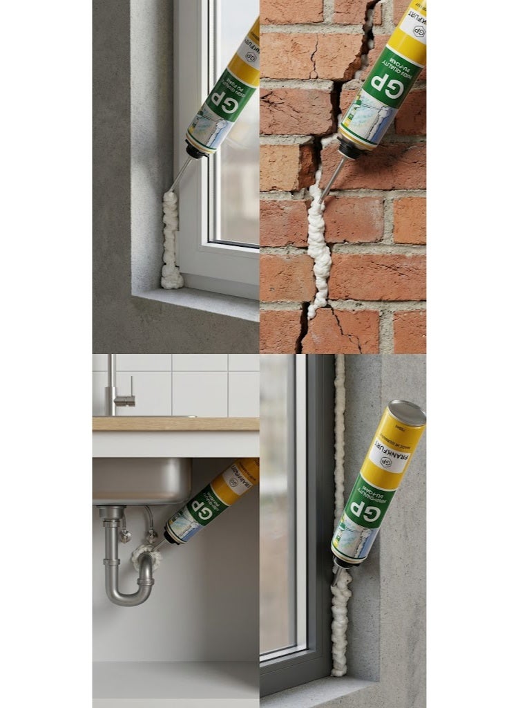 GP German Multi-Purpose PU Foam Spray - 750 ml - High-Expansion Expanding Foam Sealant for Gaps, Cracks, AC Units, Doors, Windows, and Aluminum Kitchens - Image 2